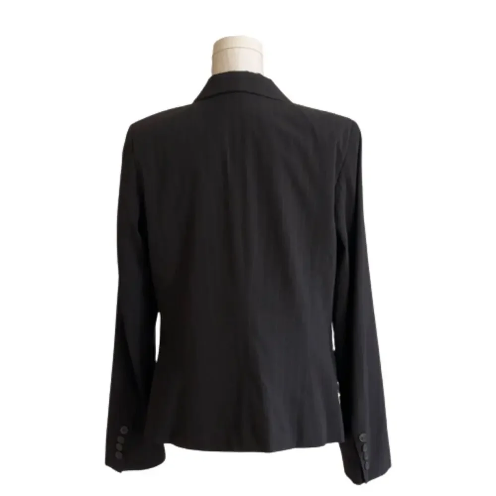 Parellel Blazer Jacket Black Brown Pinstriped Button Front Career Office Size 14